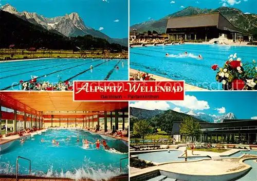 AK / Ansichtskarte Garmisch Partenkirchen Alpspitz Wellenbad Freigelaende mit Freibecken Kat. Garmisch Partenkirchen