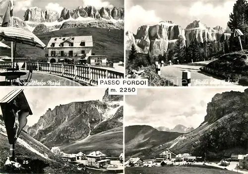 AK / Ansichtskarte Passo Pordoi Albergo maria Strada delle Dolomiti Gebirgspass Dolomiten Wegekreuz Kat. Italien