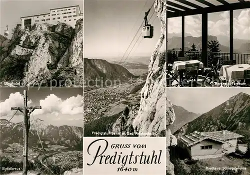 AK / Ansichtskarte Bad Reichenhall Predigtstuhl Berghotel Terrasse Gipfelkreuz Bergbahn Rasthaus Schlegelmulde Alpenpanorama Kat. Bad Reichenhall