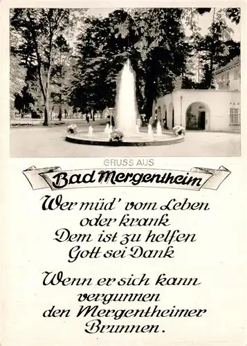 AK / Ansichtskarte Bad Mergentheim Brunnen Kat. Bad Mergentheim