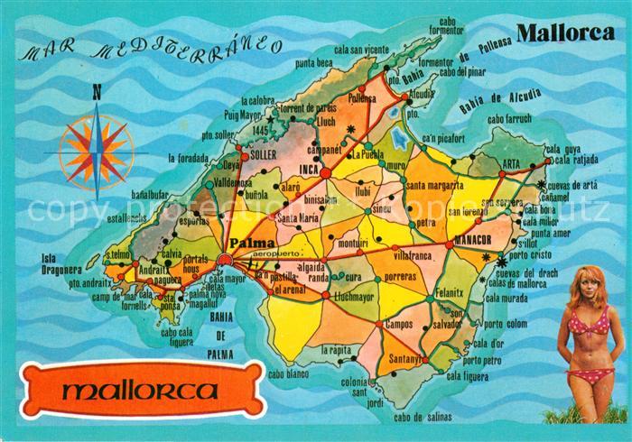 Ak Ansichtskarte Mallorca Landkarte Kat Spanien Nr Kc58204 Oldthing Ansichtskarten Spanien Unsortiert