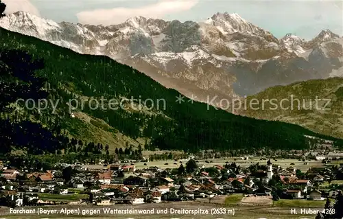 AK / Ansichtskarte Farchant mit Wettersteinwand und Dreitorspitze Kat. Farchant