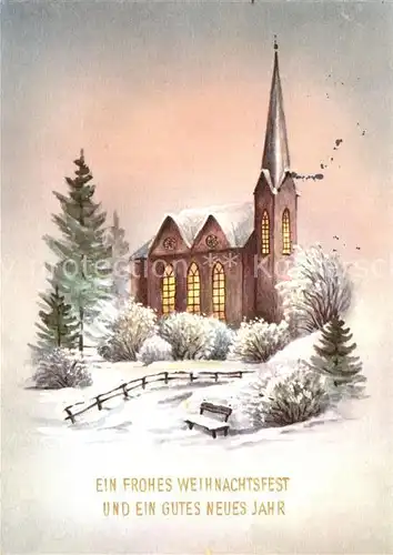 AK / Ansichtskarte Weihnachten Neujahr Kirche  Kat. Greetings