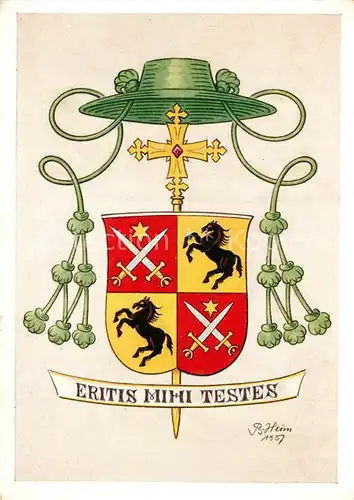 AK / Ansichtskarte Wappen Bischof von Essen Eritis Mihi Testes  Kat. Heraldik