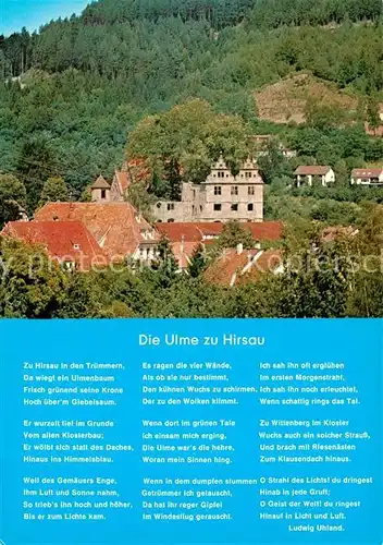 AK / Ansichtskarte Gedicht auf AK Die Ulme zu Hirsau Ludwig Uhland  Kat. Lyrik