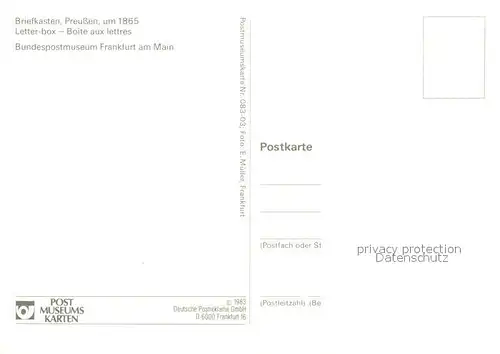 AK / Ansichtskarte Briefkasten Preussen um 1865  Kat. Post