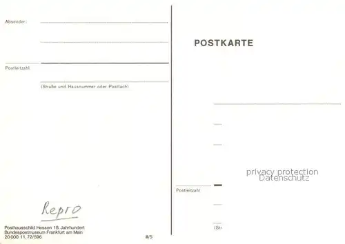 AK / Ansichtskarte Post Posthausschild Hessen 18. Jahrhundert  Kat. Berufe