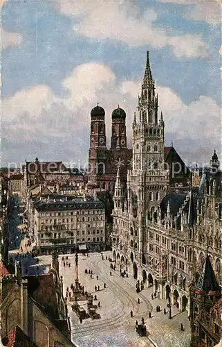 AK / Ansichtskarte Muenchen Marienplatz Rathaus Dom Kat. Muenchen