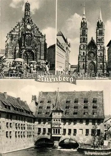 AK / Ansichtskarte Nuernberg Frauenkirche St Lorenz Kirche Heilig Geist Spital Kat. Nuernberg