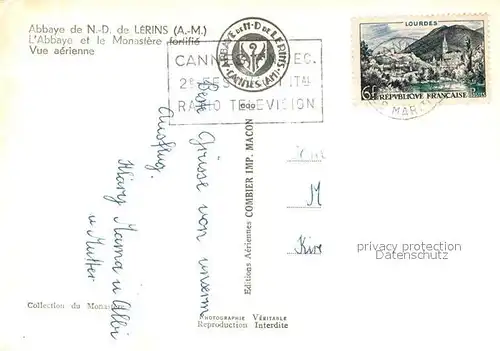 AK / Ansichtskarte Cannes Alpes Maritimes Abbaye de N. D. de Lerins Fliegeraufnahme Kat. Cannes