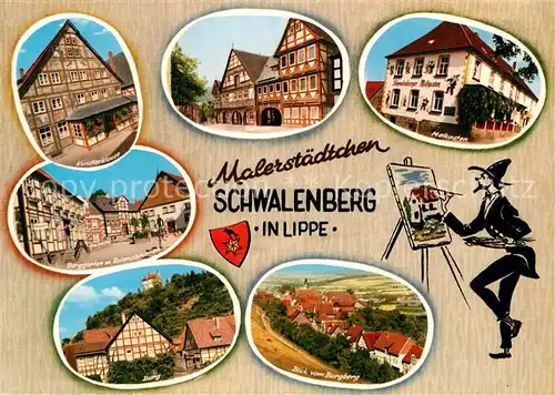 AK / Ansichtskarte Schwalenberg Kuenstlerklause Malkasten Burg Rathaus Kat. Schieder Schwalenberg