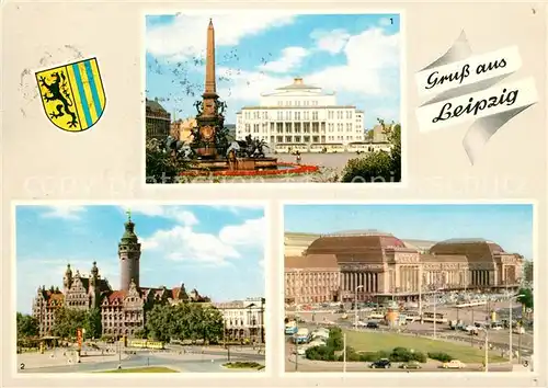 AK / Ansichtskarte Leipzig Opernhaus Karl Marx Platz Neues Rathaus Hauptbahnhof  Kat. Leipzig