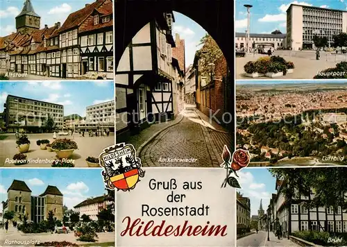 AK / Ansichtskarte Hildesheim Hauptpost Bruehl Rathausplatz Kehrwieder Paul von Hindenburg Platz Kat. Hildesheim
