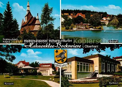 AK / Ansichtskarte Hahnenklee Bockswiese Harz Gustav Adolf Kirche Kurpark Kurhaus Kat. Goslar