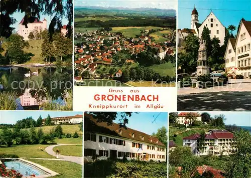 AK / Ansichtskarte Bad Groenenbach Schwanenteich Fliegeraufnahme Markt Wassertretanlage Kurhaeuser Kat. Bad Groenenbach