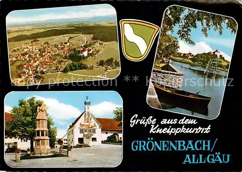 AK / Ansichtskarte Bad Groenenbach Fliegeraufnahme Denkmal Gasthaus See Kat. Bad Groenenbach