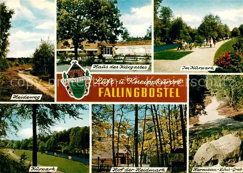 AK / Ansichtskarte Fallingbostel Heideweg Haus des Kurgastes Kurpark Hof der Heidmark Hermann Loens Grab Kat. Bad Fallingbostel