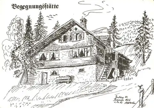 AK / Ansichtskarte Sibratsgfaell Vorarlberg Begegnungsstaette Rindberg Foerderung Zeichnung Kuenstlerkarte Kat. Sibratsgfaell