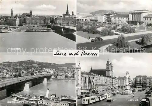 AK / Ansichtskarte Linz Donau Teilansicht Bahnhof Poestlingberg Hauptplatz Pestsaeule Kat. Linz