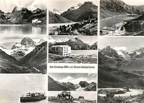 AK / Ansichtskarte Silvretta Hochalpenstrasse Hotel Silvrettasee Bergsee Pferde Gebirgspass Alpenpanorama Kat. Gaschurn
