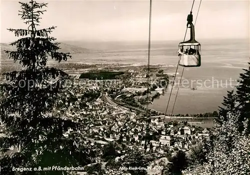 AK / Ansichtskarte Bregenz Vorarlberg mit Pfaenderbahn Bergbahn Blick ueber den Bodensee Kat. Bregenz