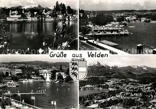 AK / Ansichtskarte Velden Woerther See Panorama Badestrand Alpenblick Kat. Velden am Woerther See