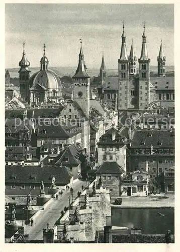 AK / Ansichtskarte Wuerzburg Blick von der Veste auf Dom Neumuenster und Mainbruecke Serie Alte Kunst in Franken Kat. Wuerzburg