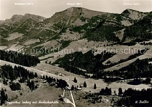 AK / Ansichtskarte Steibis Berggasthof Imberg mit Ansbacherhuette Allgaeuer Alpen Fliegeraufnahme Kat. Oberstaufen