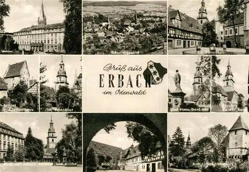 AK / Ansichtskarte Erbach Odenwald Graf Franz Denkmal Schloss Kirche Rathaus Kat. Erbach
