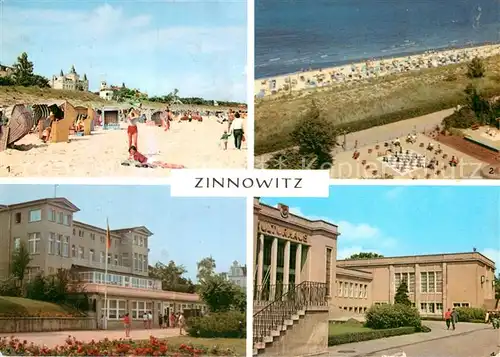 AK / Ansichtskarte Zinnowitz Ostseebad Strand Sportanlage Haus Schmirgal Kulturhaus