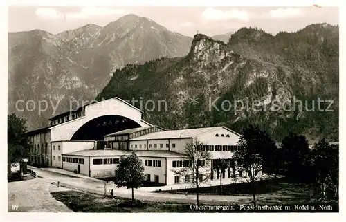 AK / Ansichtskarte Oberammergau Passionstheater mit Kofel und Noth Ammergauer Alpen Kat. Oberammergau