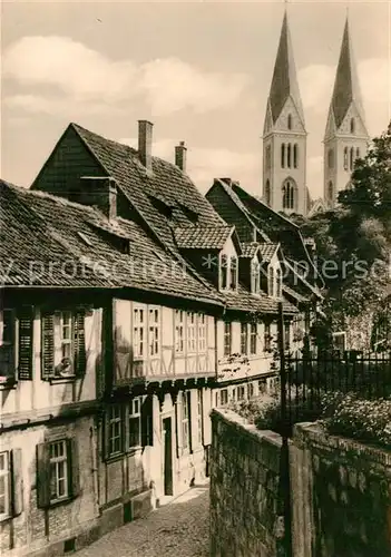 AK / Ansichtskarte Halberstadt Duesterngraben von der Peterstreppe aus gesehen Kirchtuerme Kat. Halberstadt