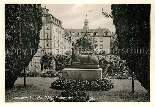 AK / Ansichtskarte Laasphe Schloss Wittgenstein Hirschskulptur Kat. Bad Laasphe