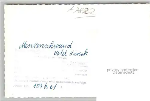 AK / Ansichtskarte Menzenschwand Hotel Hirsch Gaststube Kat. St. Blasien