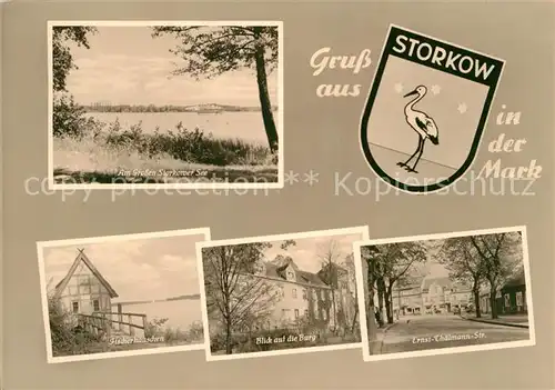 AK / Ansichtskarte Storkow Mark Ernst Thaelmann Strasse Burg Fischerhaeuschchen Kat. Storkow Mark
