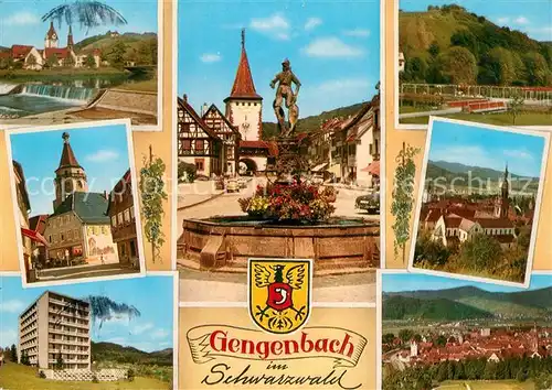 AK / Ansichtskarte Gengenbach Stauwehr Stadttor Brunnen Kirche Hochhaus Panorama Kat. Gengenbach Schwarzwald