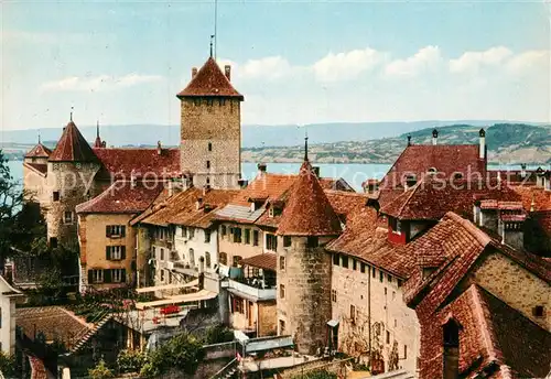 AK / Ansichtskarte Murten Morat mit Festungswaellen und Schloss Kat. Murten