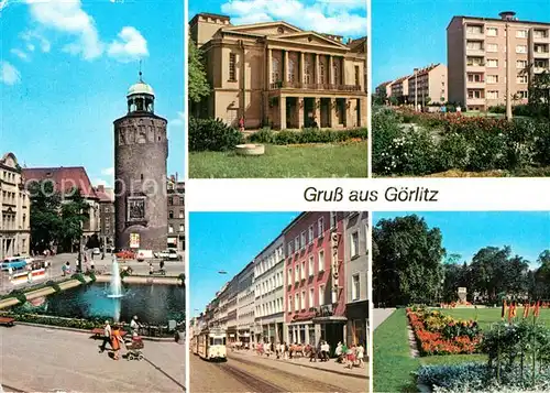 AK / Ansichtskarte Goerlitz Sachsen Marienplatz Frauenturm Gerhart Hauptmann Theater Neubaugebiet Berliner Str Faschismusopfer Mahnmal Kat. Goerlitz