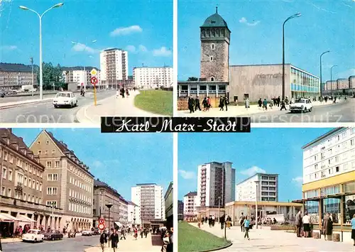 AK / Ansichtskarte Karl Marx Stadt Ernst Thaelmann Str Roter Turm Strasse der Nationen Innere Klosterstrasse Wilh Pieck Strasse Kat. Chemnitz