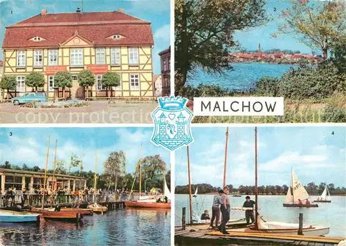 AK / Ansichtskarte Malchow Rataus Stadtblick Seglerheim Seglerhafen Kat. Malchow Mecklenburg