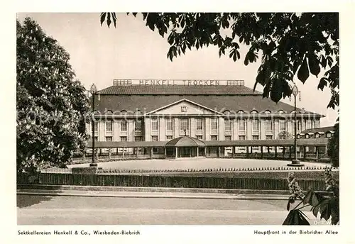 AK / Ansichtskarte Biebrich Wiesbaden Sektkellereien Henkell % Co Hauptfront Biebricher Allee
