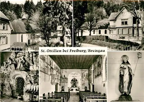 AK / Ansichtskarte St Ottilien Freiburg Kirche Innenansichten Heiligenfigur Gaststaette Kat. Freiburg im Breisgau