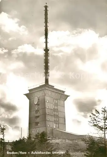 AK / Ansichtskarte Brocken Harz Sender Turm Aufziehendes Unwetter