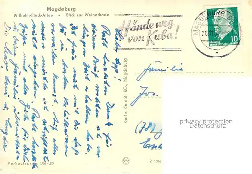 AK / Ansichtskarte Magdeburg Wilhelm Pieck Allee Blick zur Weinarkade Kat. Magdeburg