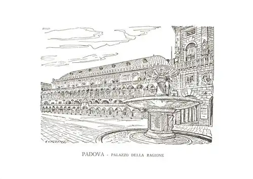 AK / Ansichtskarte Padova Palazzo della Ragione Palast Zeichnung Kuenstlerkarte Kat. Padova