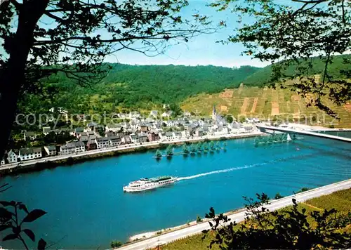 AK / Ansichtskarte Loef Mosel Blick ueber die Mosel Dampfer