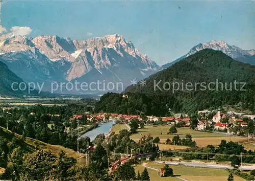 AK / Ansichtskarte Loisachtal mit Zugspitzgruppe Wettersteingebirge Huber Postkarte Nr 8296 Kat. Murnau a.Staffelsee