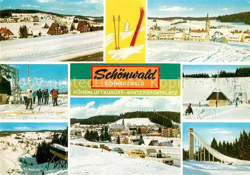 AK / Ansichtskarte Schoenwald Schwarzwald Winterpanorama Kurort Wintersportplatz Skisprungschanze Kat. Schoenwald im Schwarzwald