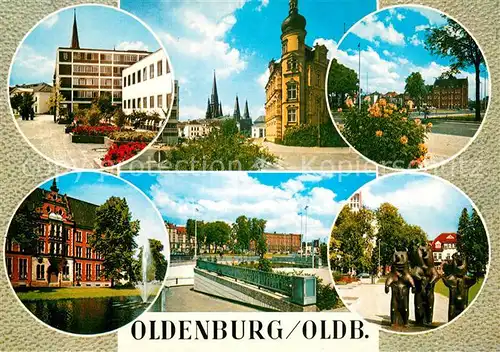 AK / Ansichtskarte Oldenburg Niedersachsen Teilansichten Gebaeude Baerenskulptur Kat. Oldenburg (Oldenburg)