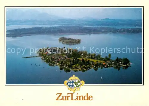 AK / Ansichtskarte Fraueninsel Chiemsee Fliegeraufnahme Zur Linde Hotel Restaurant Kat. Chiemsee